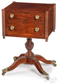 Classical mahogany two-drawer work table, ca. 1815
