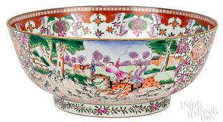 Large Chinese export porcelain punch bowl