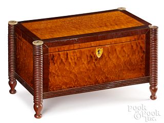 Federal bird's-eye maple and mahogany dresser box