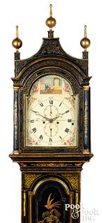 English Japanned tall case clock, 18th c.
