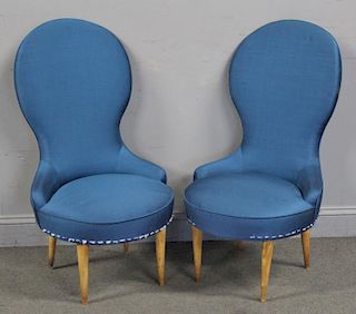 Midcentury Pair of Italian Modern Slipper Chairs.