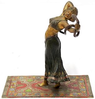 Austrian Cold-Painted Bronze Snake Dancer, 19th C.