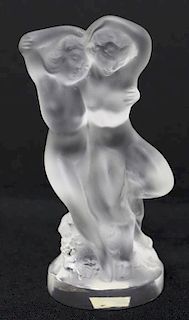 Lalique Frosted Crystal Sculpture, Pan & Diana