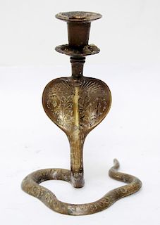 Indian Cast Brass King Cobra Candle Holder