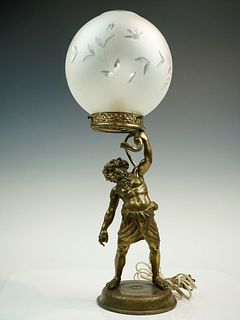 Bacchus Holding a Snake Mythological Figure Bronze Statue Lamp