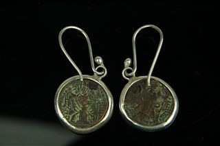 KUSHANSHAH Kushano-Sassanian) Coin Silver Earrings