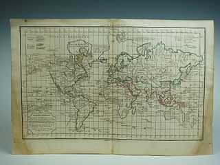 World Map 1794 edition by Robert de Vaugondy/Delamsrche, from ?Nouvel Atlas Portatif?