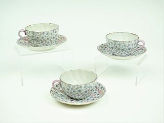 Set of 3 Bone China Cup and Saucer