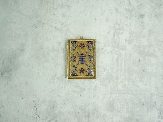 Antique Chinese Qing Vinaigrette Locket Pendant Gilt Silver Enamel