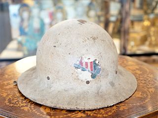 WW2 WWII Era Civil Defense Air Raid Warden Metal Helmet Original Strap & Lining