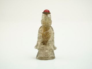A NATURAL CRYSTAL FIGURE SNUFF BOTTLE
