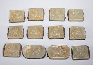 Lot of 12 Liao Dynasty White Jade Belt Plaques