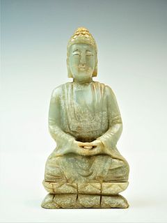 Chinese Green Jade Carving of Buddha