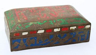 Egyptian-Themed Copper & Enamel Cigarette Box