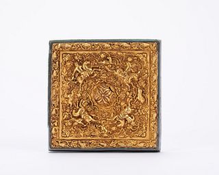 Square Gilt Gold on  Bronze Mirror
Tang dynasty (618-907)
