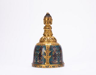 Cloisonne Enamel Gilt Bronze Bell, China, Ming Dynasty