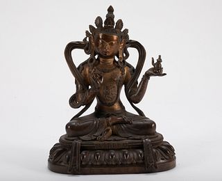 A Bronze Gilt Buddha Statue of 6th Rank Official - Qing Dynasty