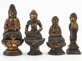 Lot Of  Gilt Bronze Miniature Buddhist Figures-Liao Dynasty