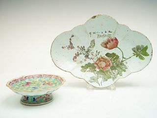 Two Famille Rose Footed Plates-Late Qing