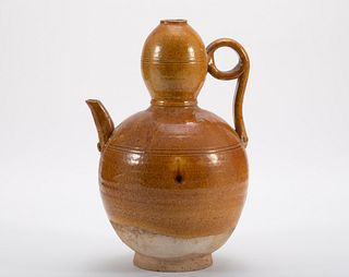  Chinese Brown Glazed Pottery Jug - Liao Dynasty