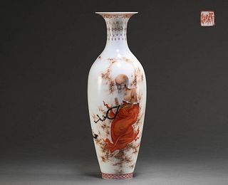 Red Robed Arhat Porcelain Vase - Wang Bu, Republic Period