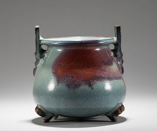 Jun ware Tripod Incense Burner - Song Dynasty
