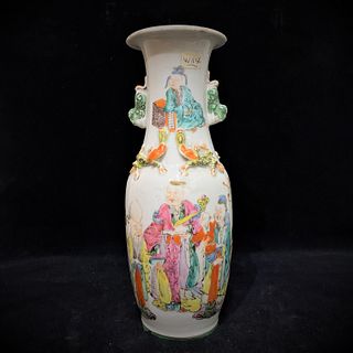 A Famille Rose Porcelain Baluster Vase