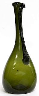Modernist Olive Green Glass Flask