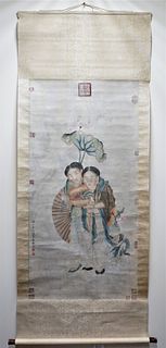  LIANYING 'HEHE GROUP' Scroll Painting -Qing Dynasty 