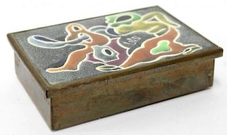 Mid-Century Modern Enamel & Copper Cigarette Box