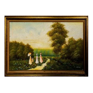 Newton, Signed, Oil Painting on Canvas, Morning Stroll