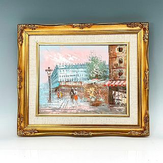 Impressionistic Oil Painting of French Street Scene