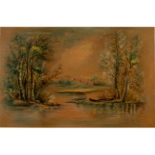 Vintage Watercolor Painting Landscape