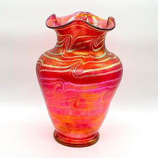 Loetz Glass Style Cranberry Luster Vase
