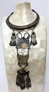 North African Tribal Incised Metal Necklace