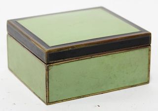 German Art Deco Enameled Brass Cigarette Box