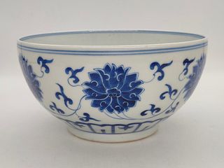 A Blue and White "Lotus" Bowl-Qing Dynasty