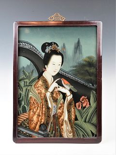 19th Century Chinese Reverse Glass Painting L