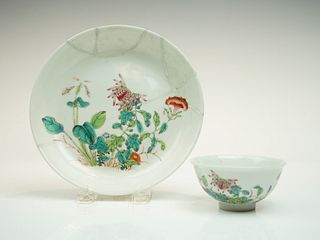 A Famille Rose Porcelian  Bowl and Plate-Late Qing