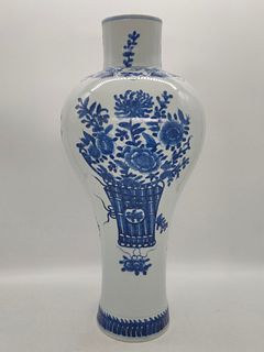 A Blue & White 'Floral ' Vase