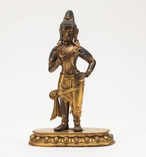 A Parcel-Gilt Bronze Figure 'The Bodhisattva Maitreya'