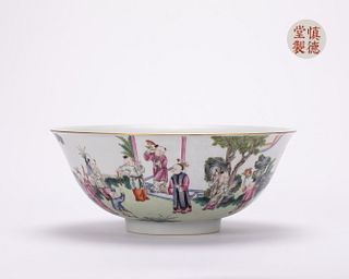 Shende Tang famille rose figure pattern bowl - Qing Dynasty