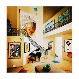 Orlando Quevedo, "Piano's Corner" Limited Edition on Canvas, Numbered and Hand Signed with Certificate of Authenticity.
