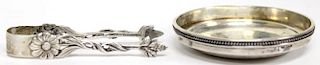 Swedish Repousse Silver Tongs, & Sterling Lid