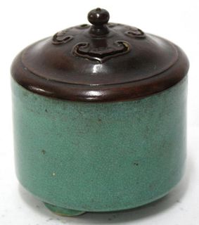 Chinese Turquoise-Glazed Covered Incense Burner