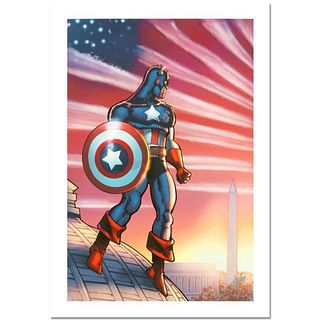 Stan Lee Signed, Marvel Comics AP Limited Edition Canvas "Captain America Theatre of War: America First! #1" with Certificate of Authenticity.
