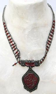 Islamic Metal & Faux Garnet Choker Necklace