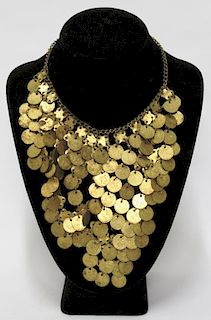 North African Tribal Gold-Tone Coin Necklace