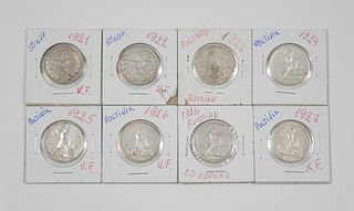 (8) Russia Silver 50 Kopek Coins.