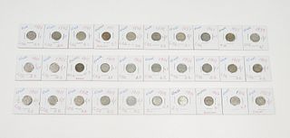 (30) Russian Silver 10-Kopek Coins.